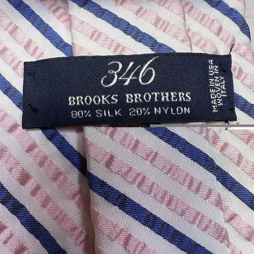 Brooks Brothers 346 Tie Seersucker Pink Blue 61" x 3.5" Perfect pink blue Prep